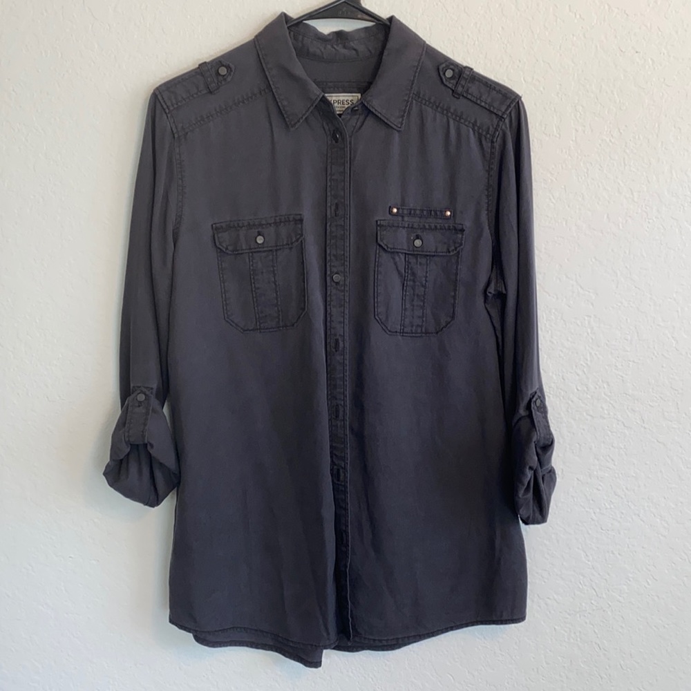 Express black boyfriend fit button up